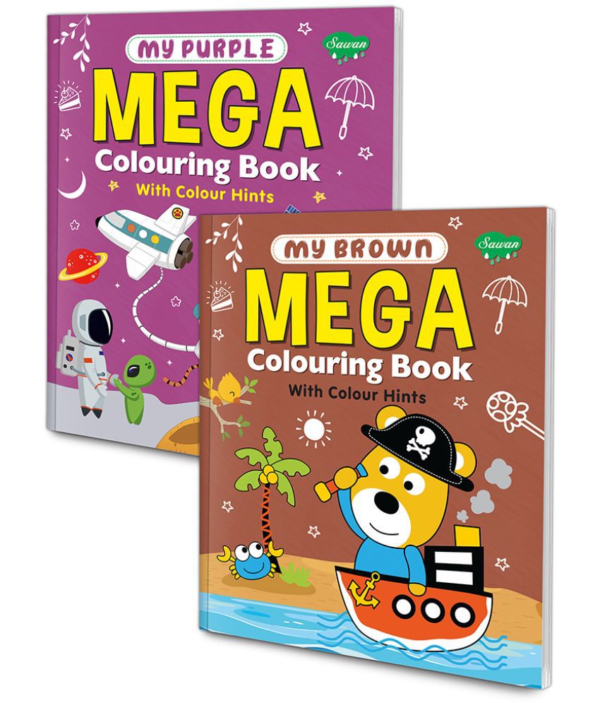     			Set of 2 Mega Colouring Books | My Purple Mega Colouring Book and My Brown Mega Colouring Book | A perfect combo  of colouring book