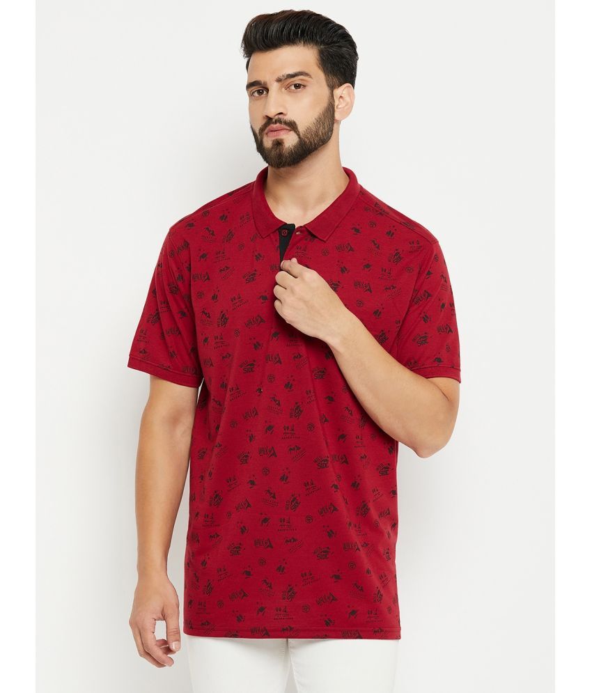     			XPLUMP Cotton Blend Regular Fit Printed Half Sleeves Men's Polo T Shirt - Maroon ( Pack of 1 )