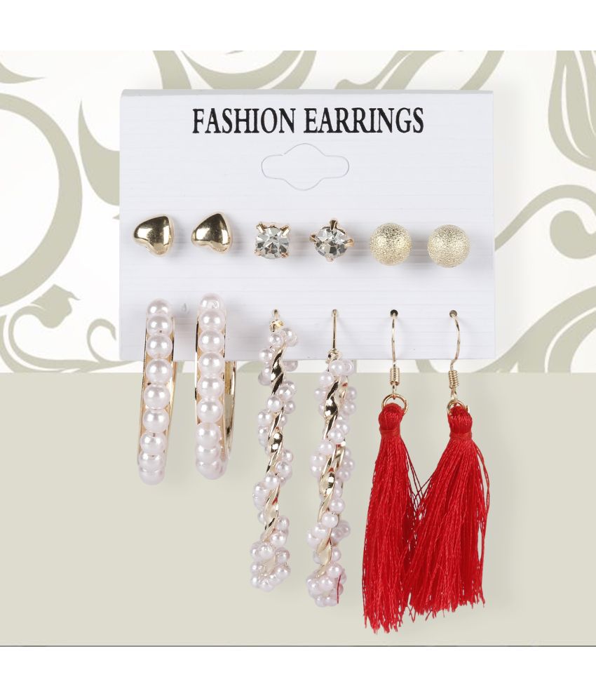     			Chocozone White Danglers Earrings ( Pack of 6 )