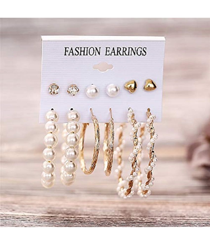     			Chocozone White Danglers Earrings ( Pack of 6 )