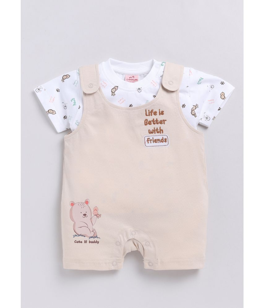     			Dollar White Cotton Blend Bodysuit For Unisex ( Pack of 1 )