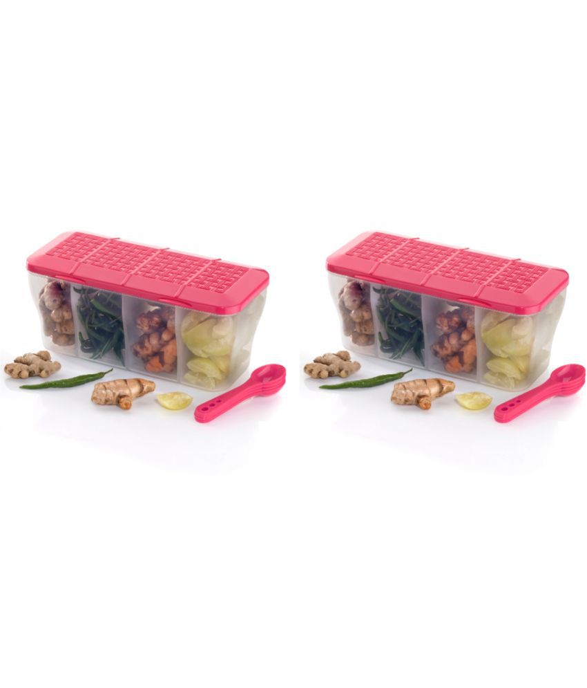     			FIT4CHEF Fridge Storage Box PET Pink Multi-Purpose Container ( Set of 2 )