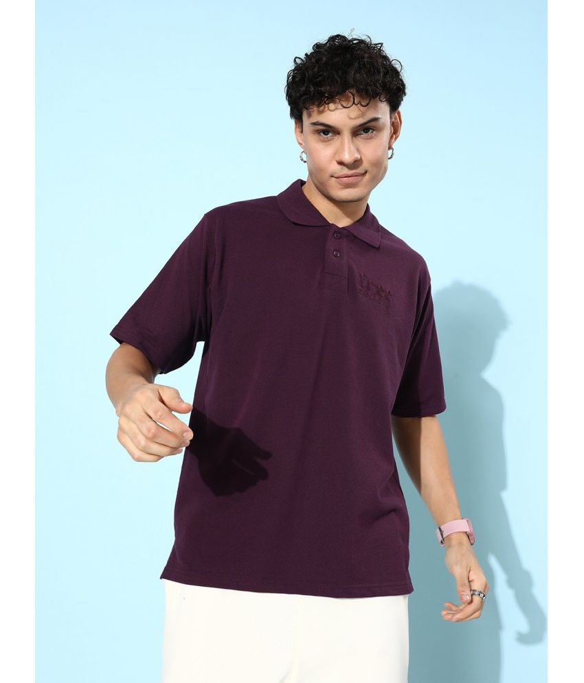     			Free Society Cotton Oversized Fit Printed Half Sleeves Men's Polo T Shirt - Wine ( Pack of 1 )