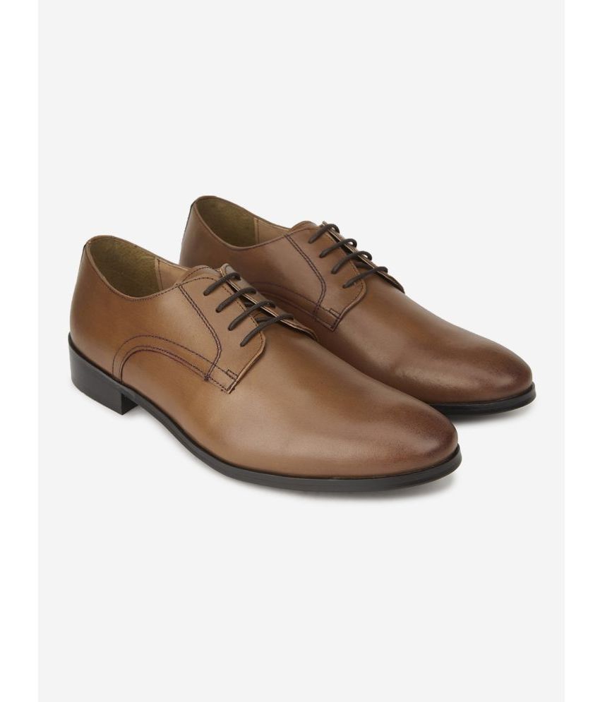     			HATS OFF ACCESSORIES Tan Men's Derby Formal Shoes
