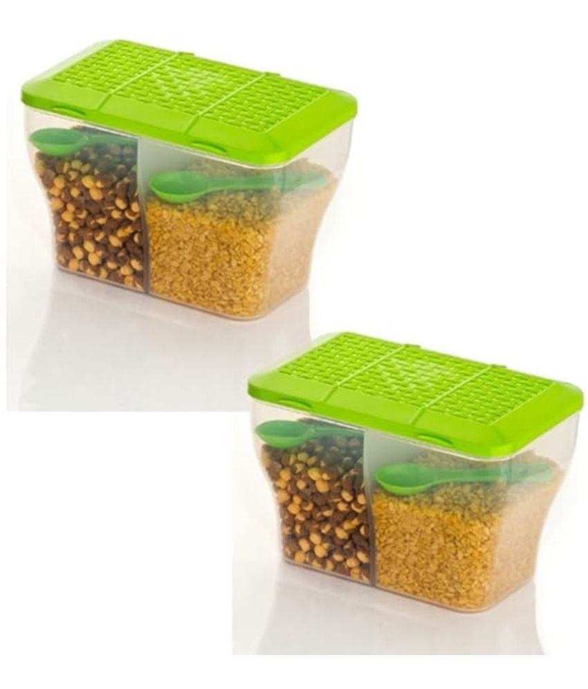     			HOMETALES Dal/Masala/Vegetable Plastic Green Multi-Purpose Container ( Set of 2 )