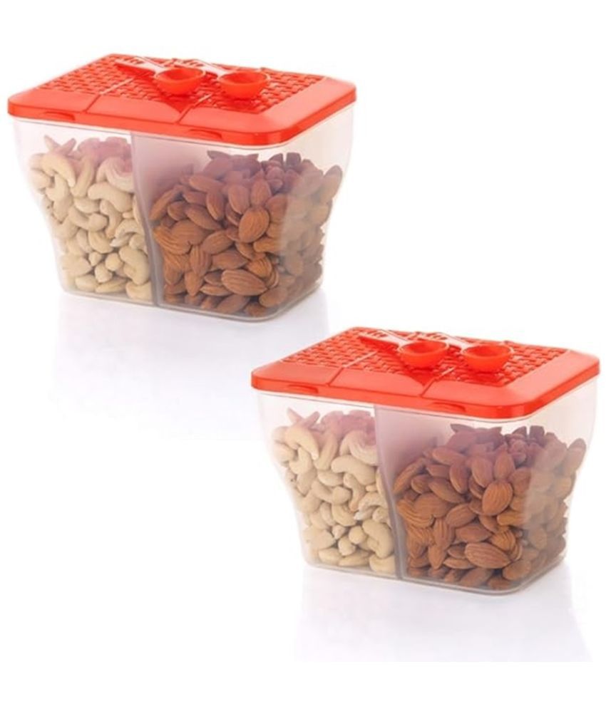    			HOMETALES Dal/Masala/Vegetable Plastic Red Multi-Purpose Container ( Set of 2 )