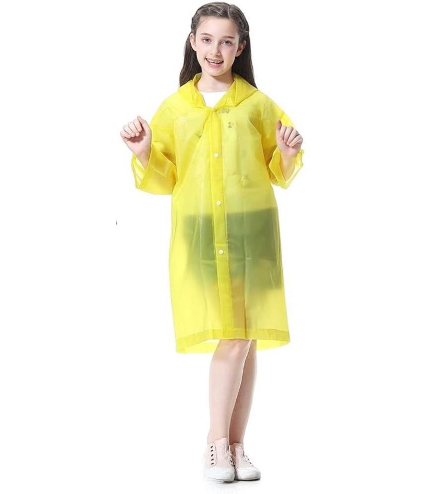     			INFISPACE Kid's Reusable EVA Rain Poncho Raincoat| Rain Jackets Long with Hood Yellow Color Raincoat pack of 1_15 - 16 Years