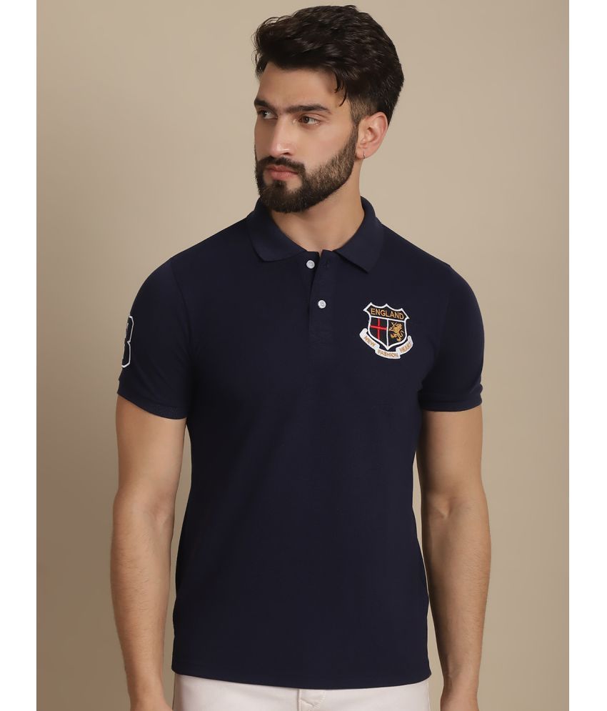     			NVI Cotton Blend Regular Fit Embroidered Half Sleeves Men's Polo T Shirt - Navy ( Pack of 1 )