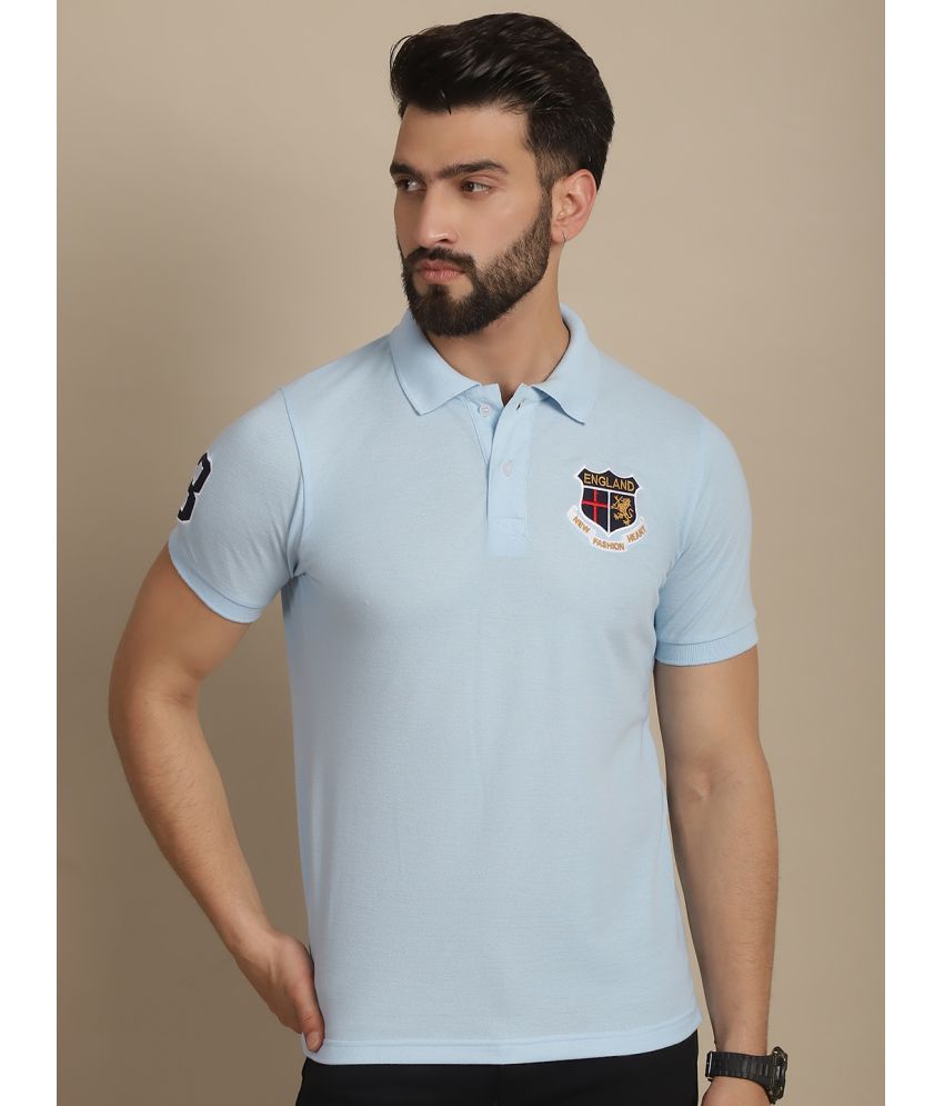     			NVI Cotton Blend Regular Fit Embroidered Half Sleeves Men's Polo T Shirt - Sky Blue ( Pack of 1 )