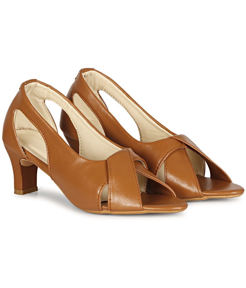     			Saheb Brown Women's Slip On Heels