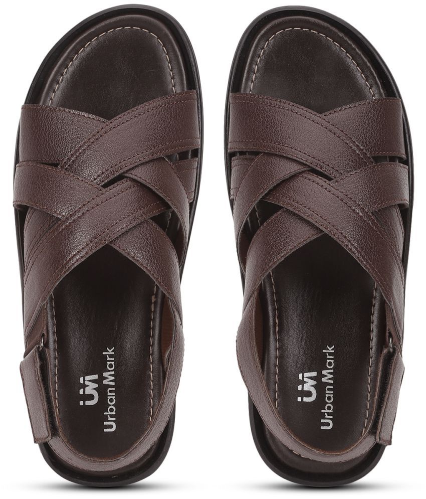     			UrbanMark Men Comfortable Faux Leather Slip-On Floaters Sandals