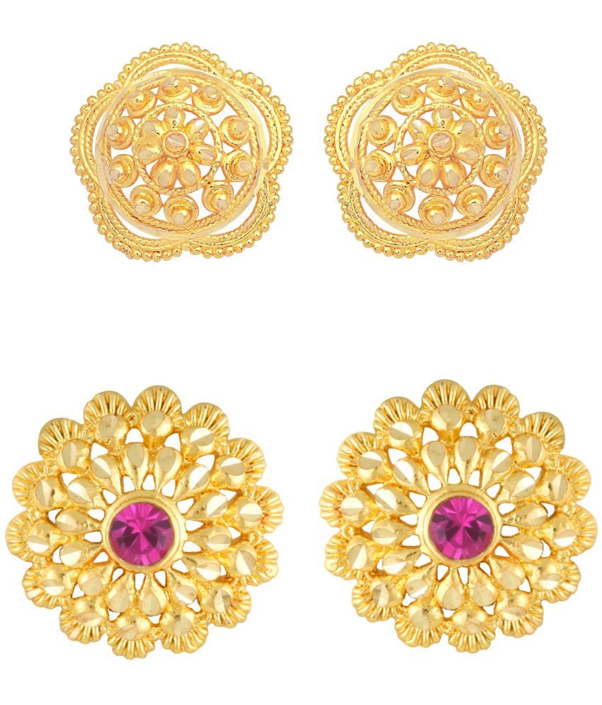     			VIVASTRI Golden Stud Earrings ( Pack of 2 )