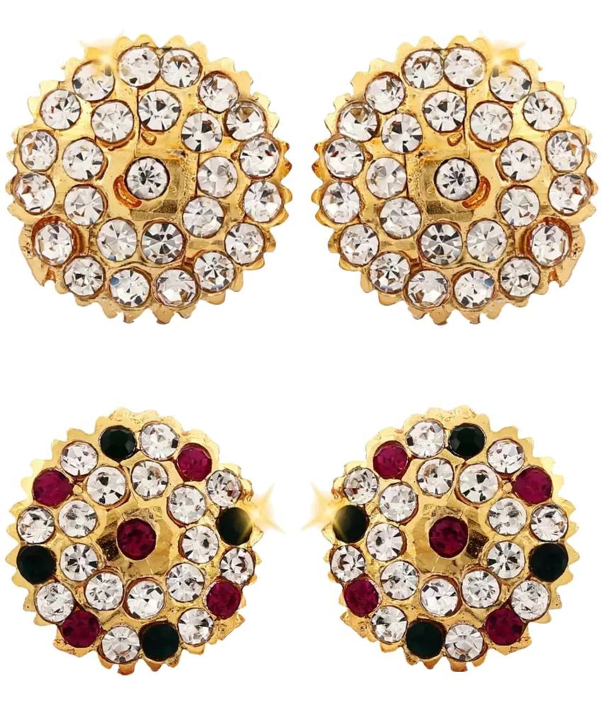     			VIVASTRI Golden Stud Earrings ( Pack of 2 )