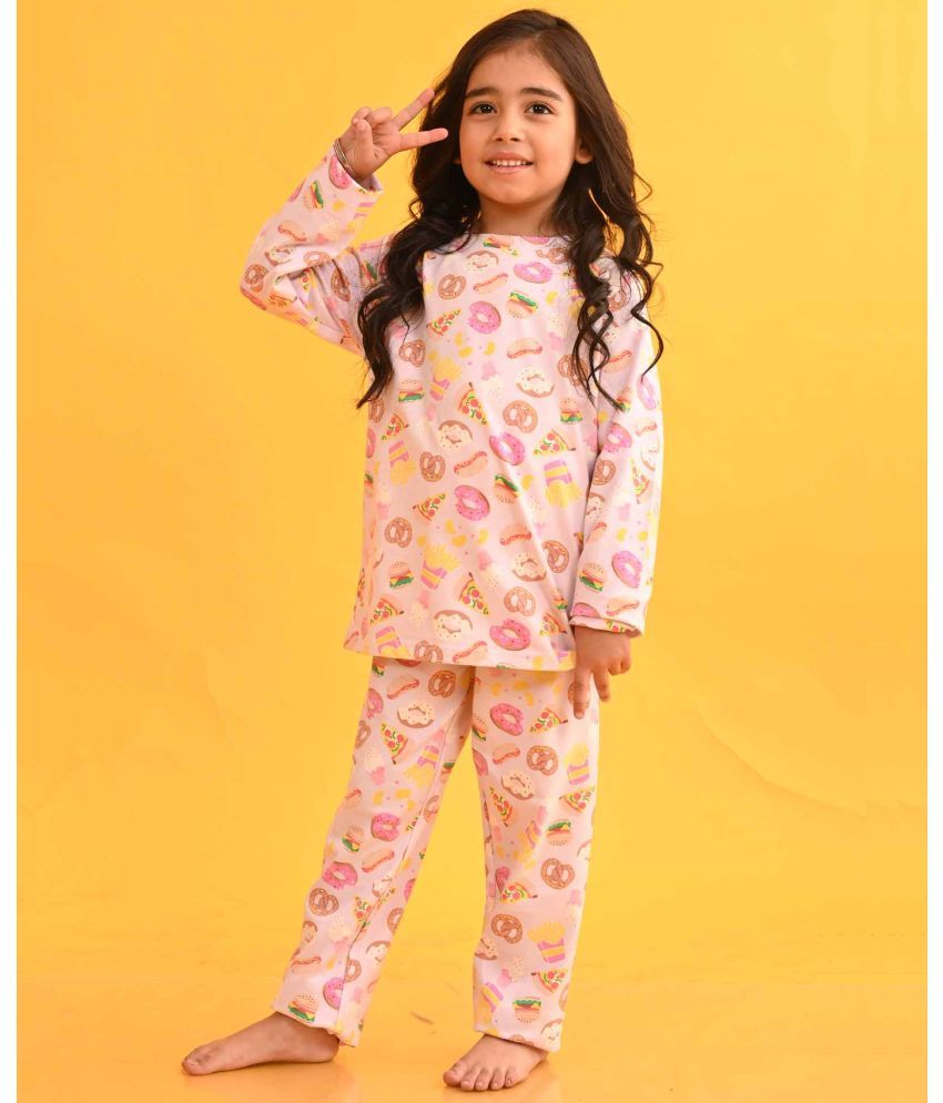     			ANTHRILO - Pink Cotton Blend Girls Night Suit Set ( Pack of 1 )