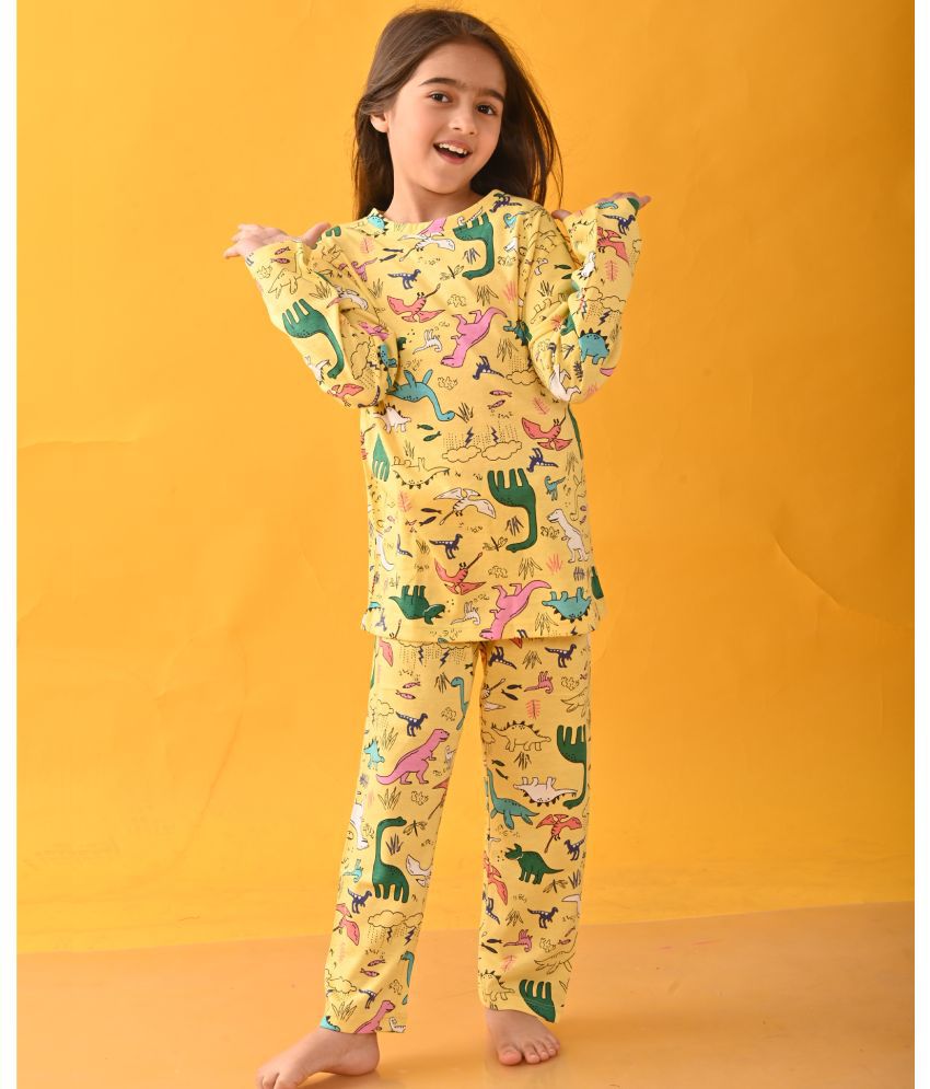     			ANTHRILO - Yellow Cotton Blend Girls Night Suit Set ( Pack of 1 )