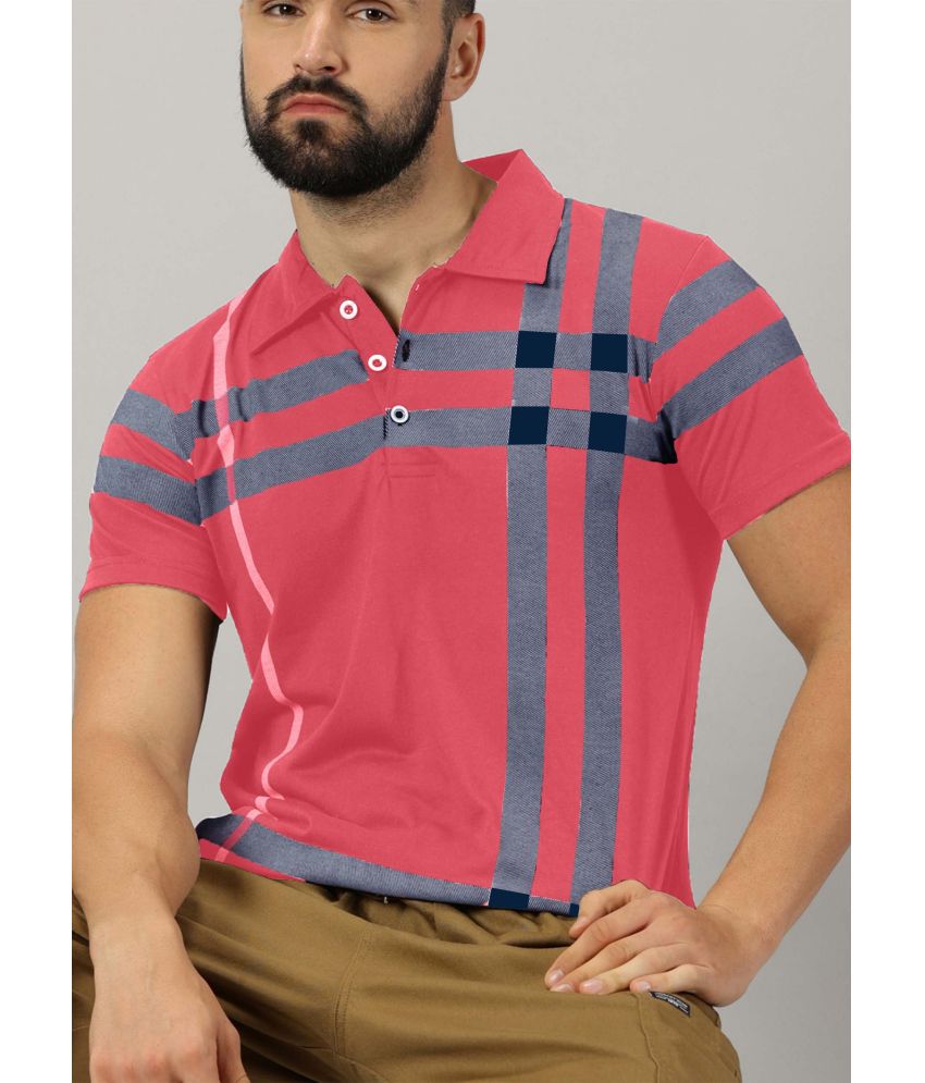     			AUSK Cotton Blend Regular Fit Self Design Half Sleeves Men's Polo T Shirt - Peach ( Pack of 1 )