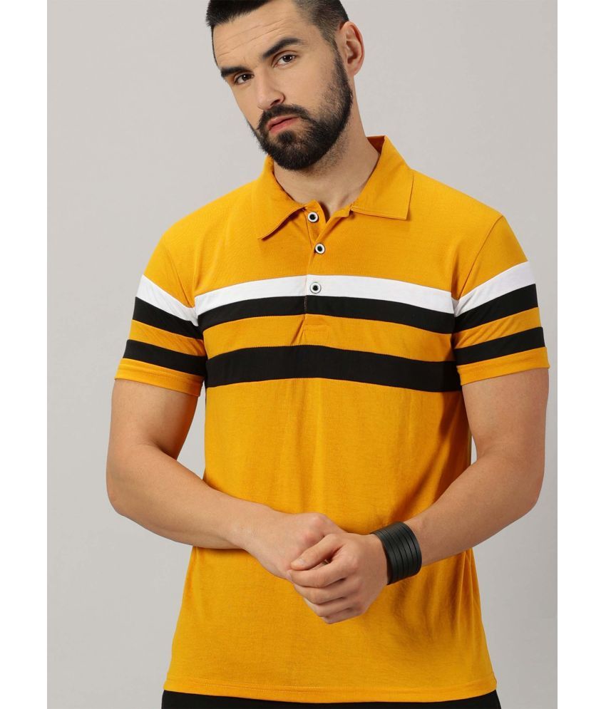     			AUSK Cotton Blend Regular Fit Striped Half Sleeves Men's Polo T Shirt - Yellow ( Pack of 1 )