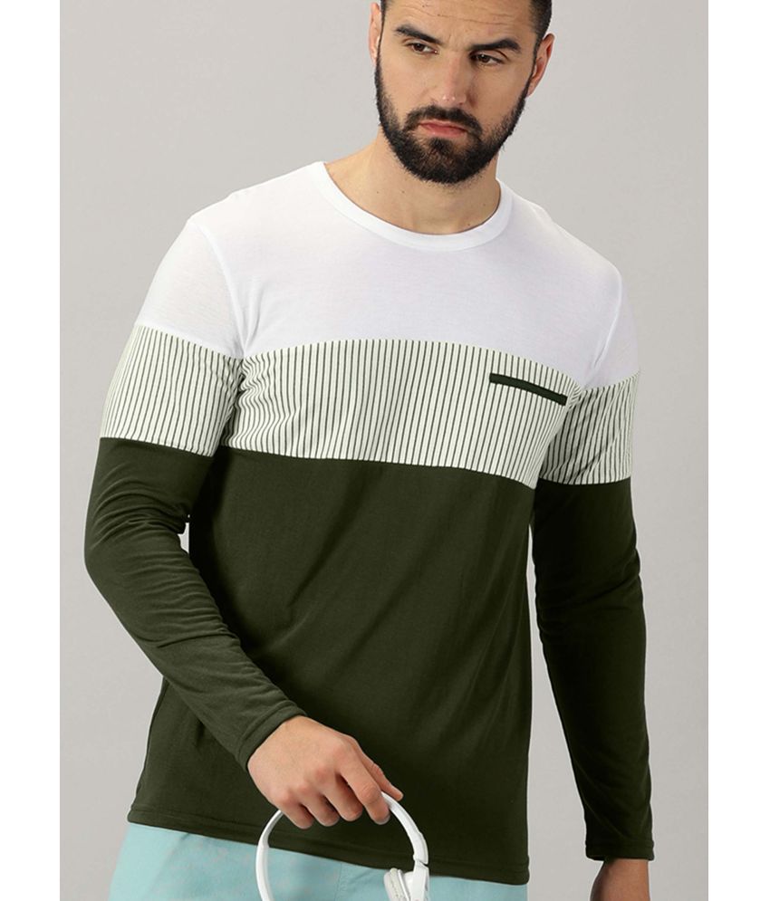     			AUSK Cotton Blend Regular Fit Self Design Full Sleeves Men's Polo T Shirt - Olive ( Pack of 1 )