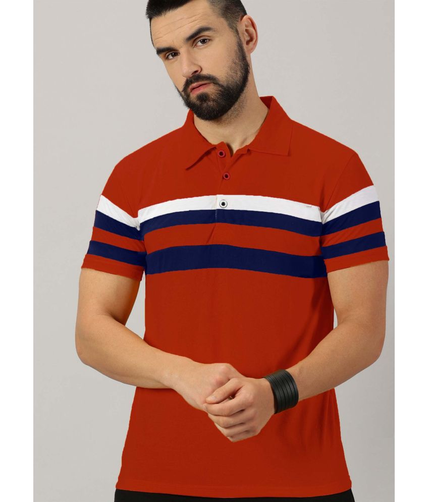     			AUSK Cotton Blend Regular Fit Striped Half Sleeves Men's Polo T Shirt - Red ( Pack of 1 )