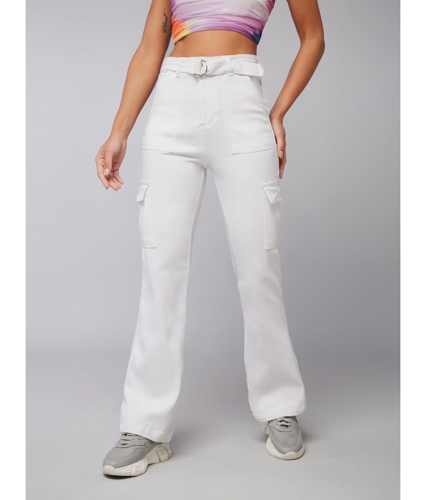     			Dolce Crudo - White Denim Wide Leg Women's Jeans ( Pack of 1 )