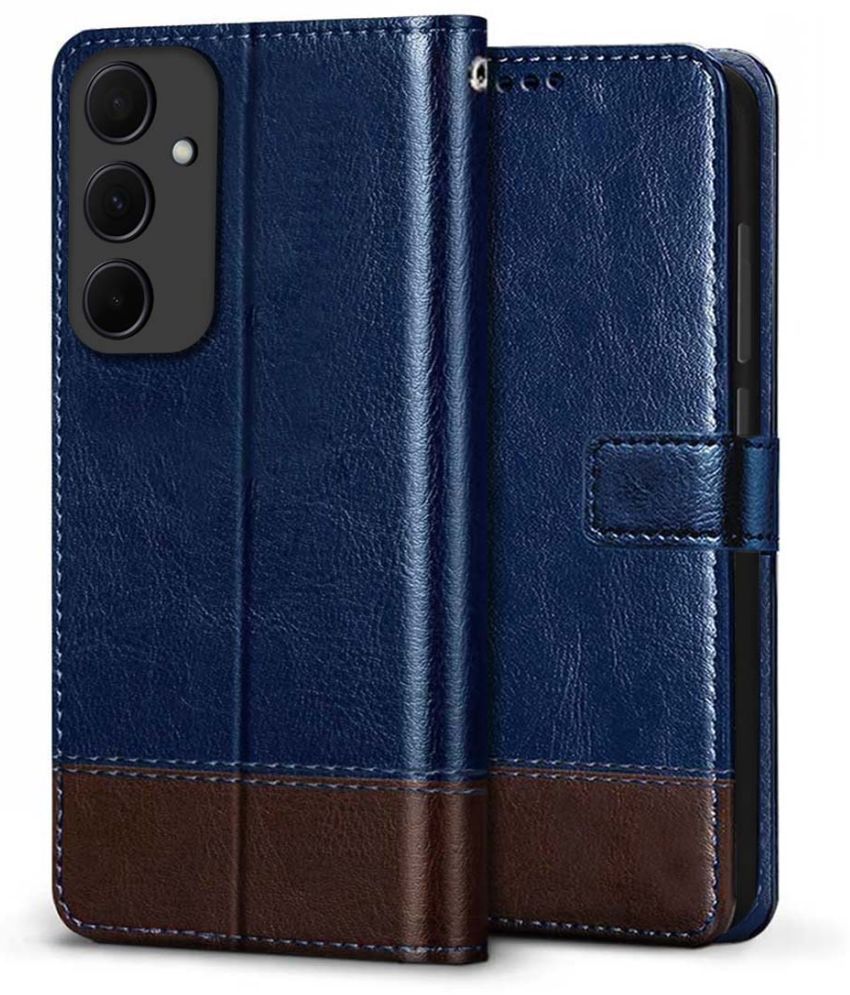     			Fashionury Blue Flip Cover Artificial Leather Compatible For Samsung Galaxy A55 5G ( Pack of 1 )
