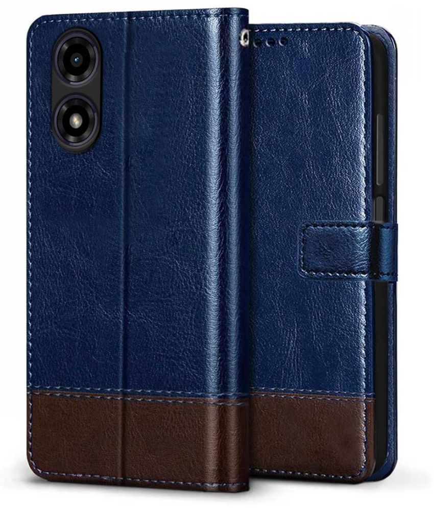     			Fashionury Blue Flip Cover Artificial Leather Compatible For Motorola G04 ( Pack of 1 )