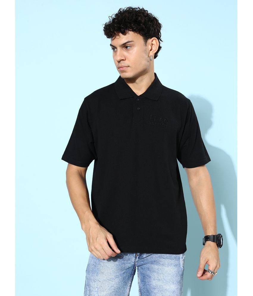     			Free Society Cotton Oversized Fit Printed Half Sleeves Men's Polo T Shirt - Black ( Pack of 1 )