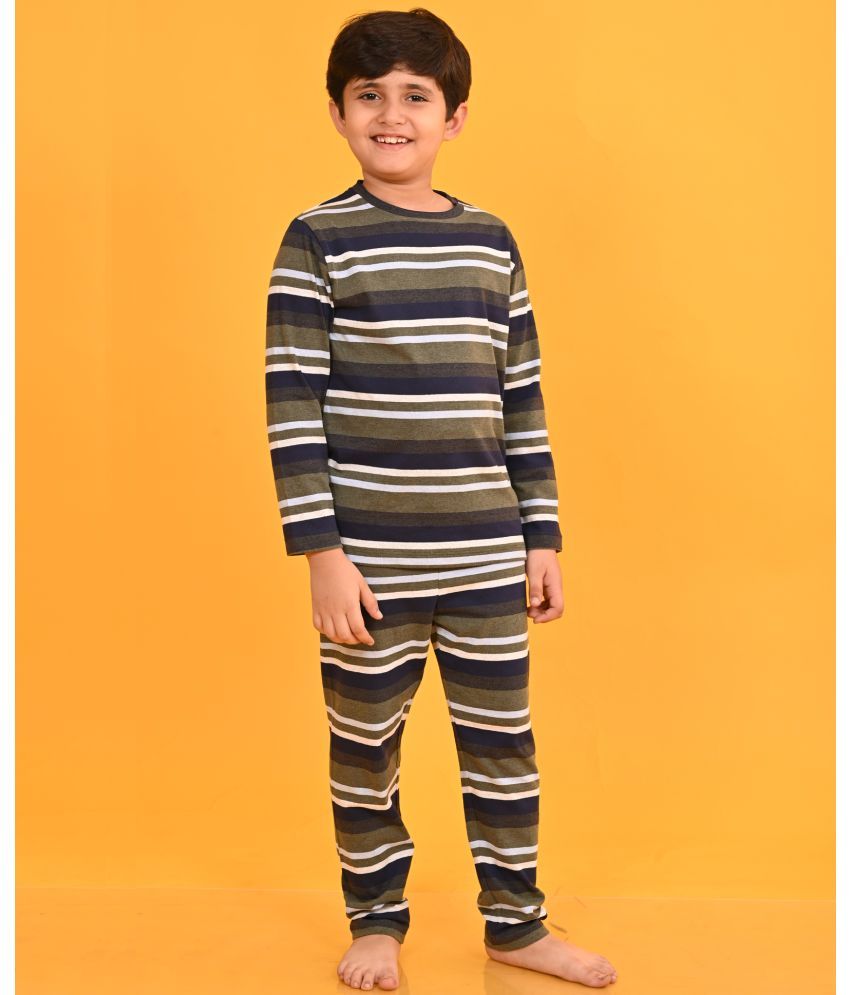     			OLIVE SKY NAVY STRIPED BOYS LONG SLEEVES PYJAMA SET