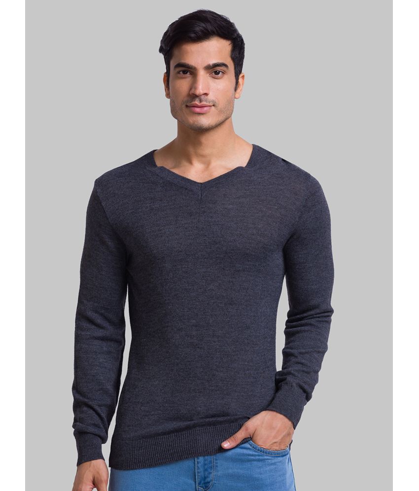     			Parx Woollen Blend V-Neck Men's Full Sleeves Pullover Sweater - Grey ( Pack of 1 )