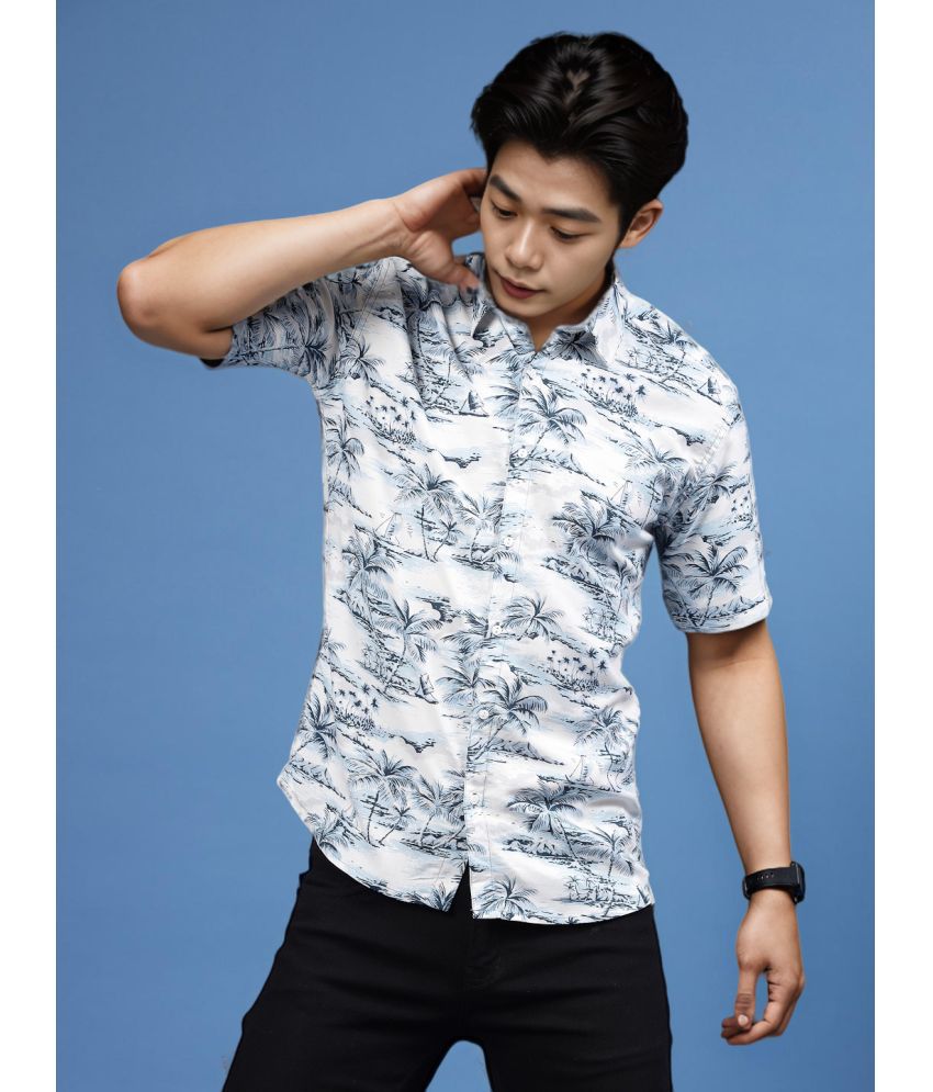     			Rigo Rayon Slim Fit Printed Half Sleeves Men's Casual Shirt - Blue ( Pack of 1 )