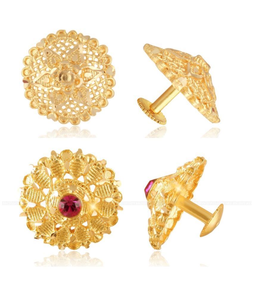     			VIVASTRI Golden Stud Earrings ( Pack of 2 )