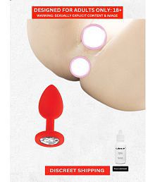 Anal Plug with Removal Jewel- Small Anal Butt Plug 3 inch Full Length | Silicone Safe Material, Red Color Anal Toys for Women