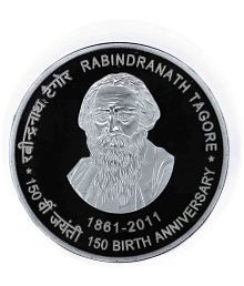 Extreme Rare 10000 Rupee - Rabindranath Tagore Silver Plated Fantasy Token Memorial Coin