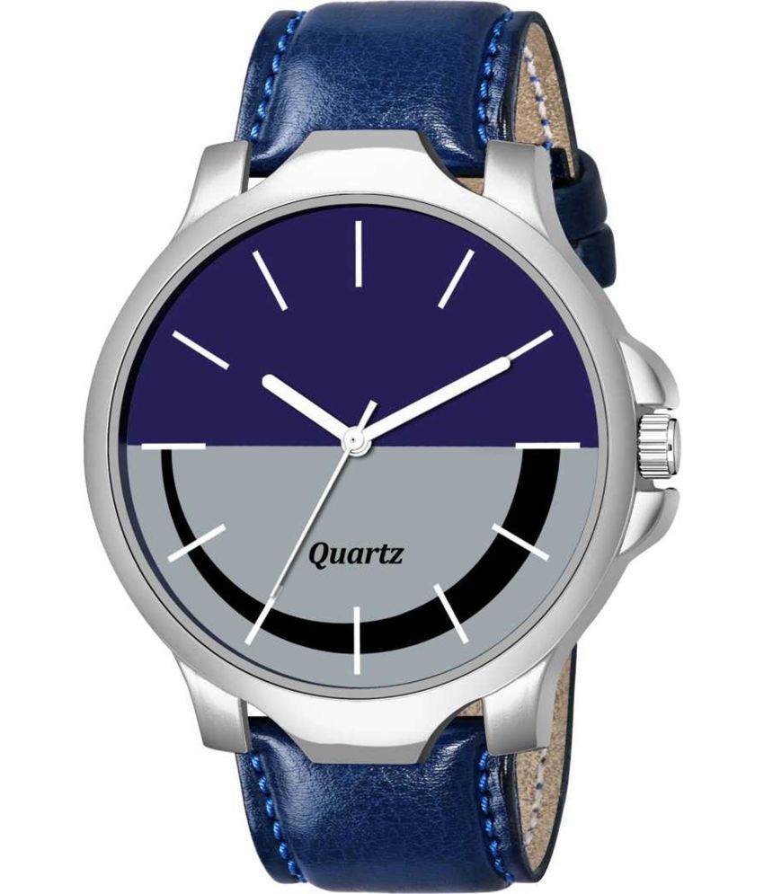     			AQUA BLISS Blue Leather Analog Men's Watch