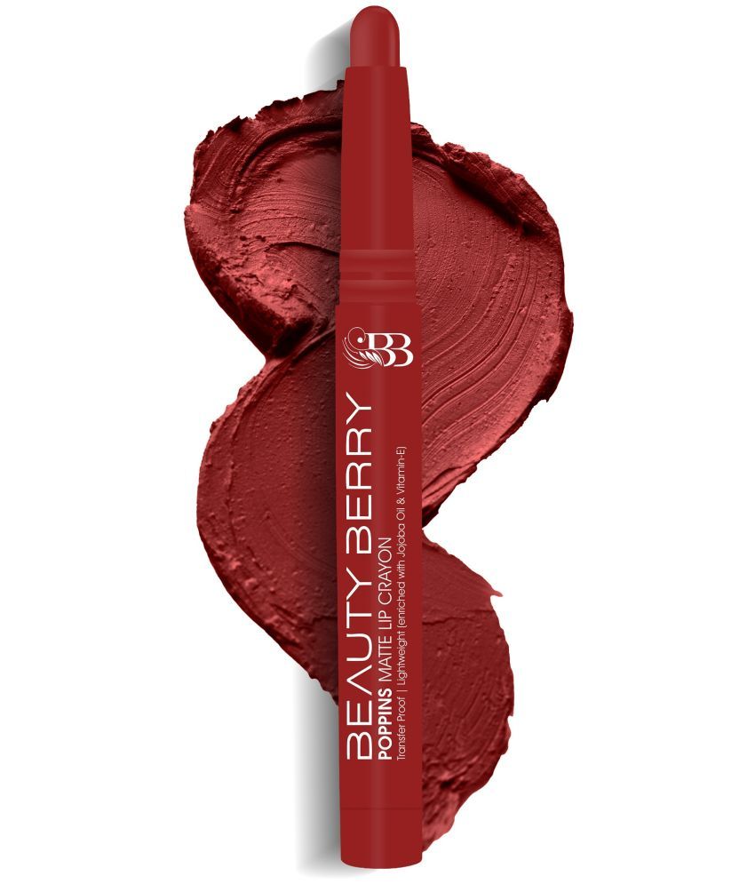     			Beauty Berry Poppins Matte Lip Crayon Lipstick for Women 3g, Red Coat (Shade - 21)