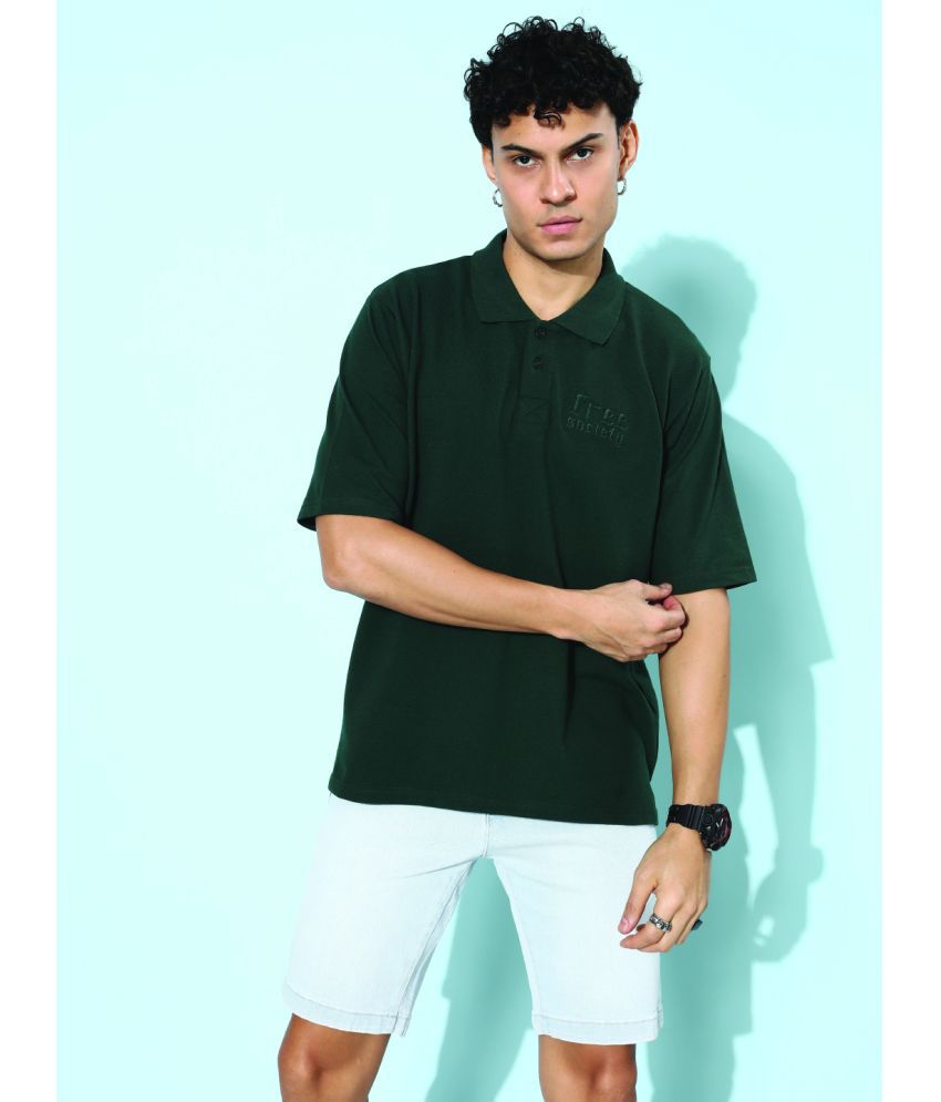     			Free Society Cotton Oversized Fit Printed Half Sleeves Men's Polo T Shirt - Green ( Pack of 1 )
