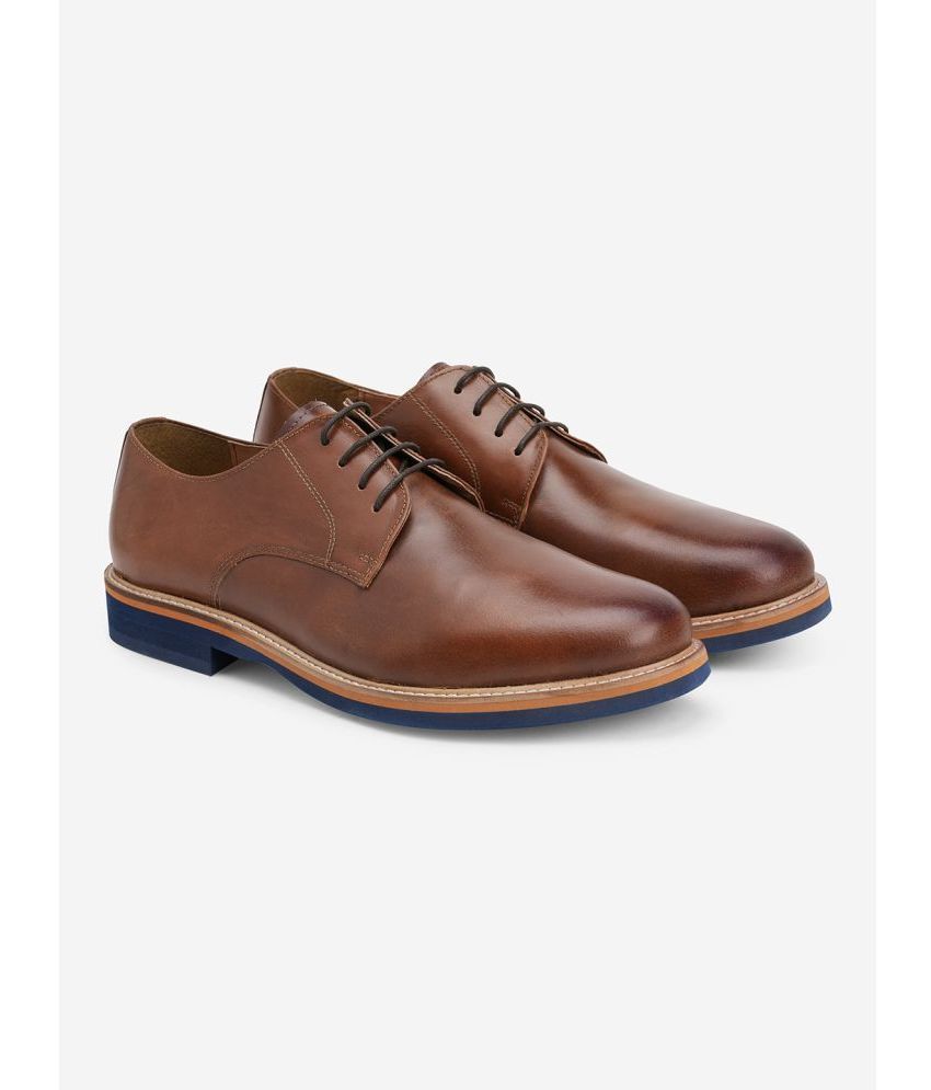     			HATS OFF ACCESSORIES Tan Men's Derby Formal Shoes