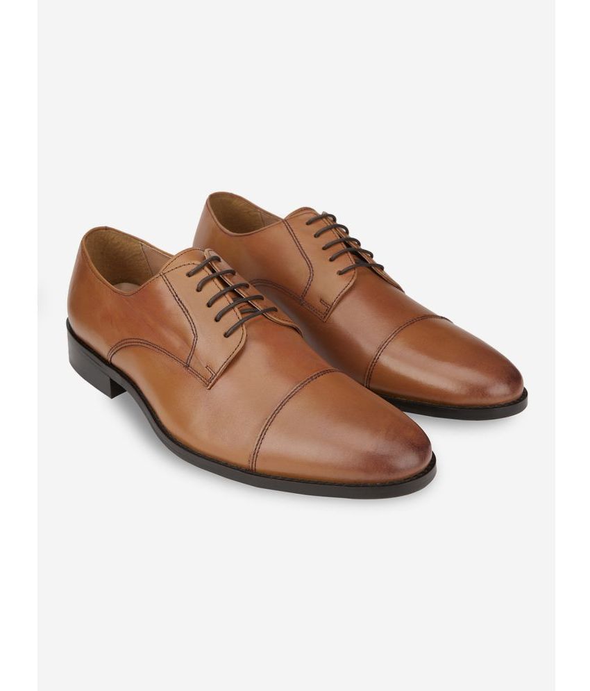     			HATS OFF ACCESSORIES Tan Men's Derby Formal Shoes