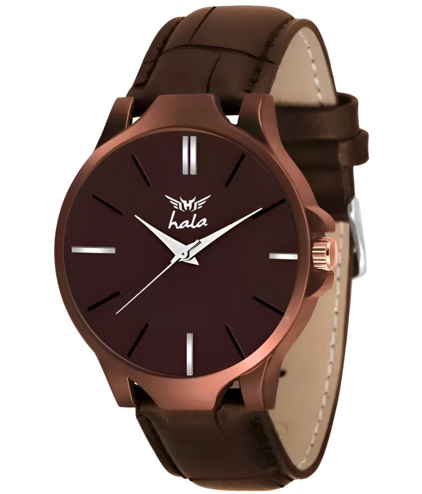     			Hala Brown Leather Analog Men's Watch