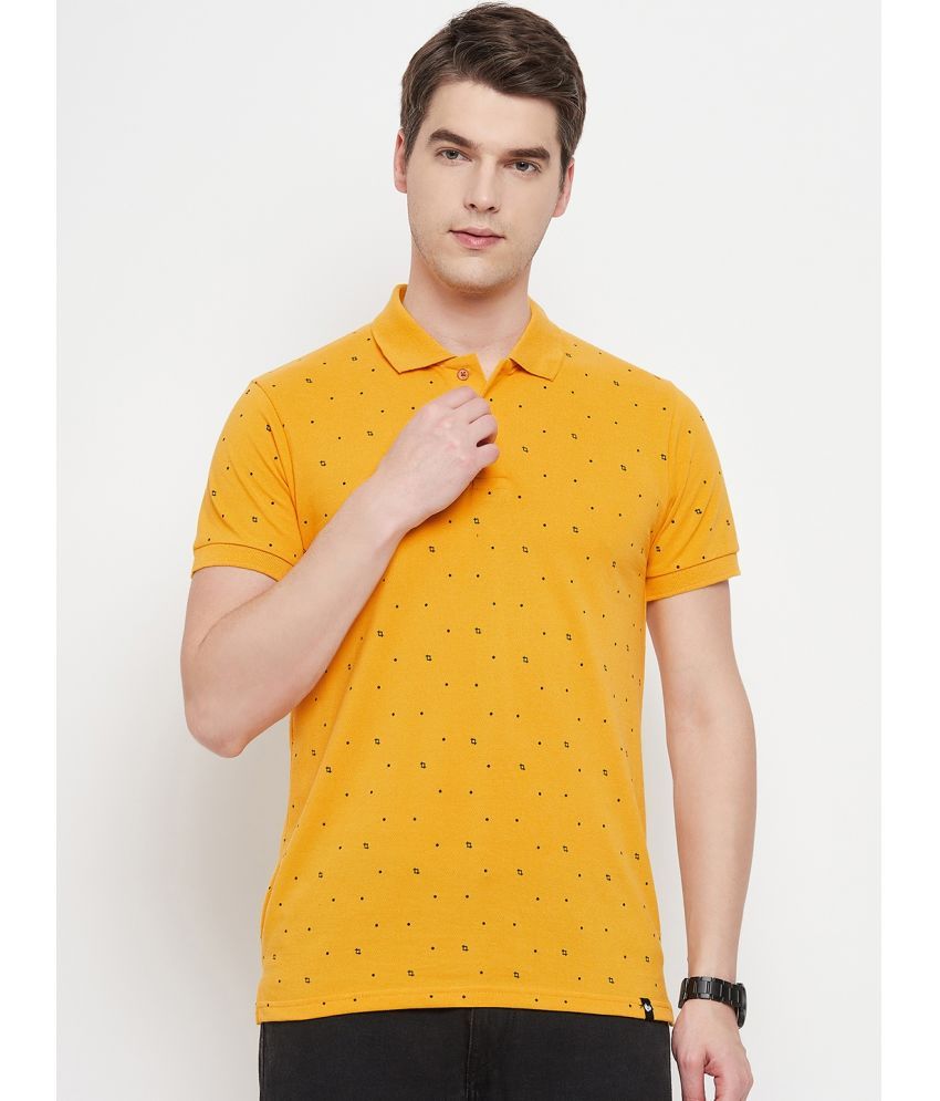     			NUEARTH Cotton Blend Regular Fit Printed Half Sleeves Men's Polo T Shirt - Mustard ( Pack of 1 )