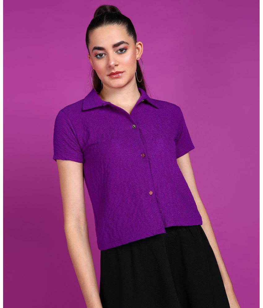     			POPWINGS Purple Polyester Women's Shirt Style Top ( Pack of 1 )