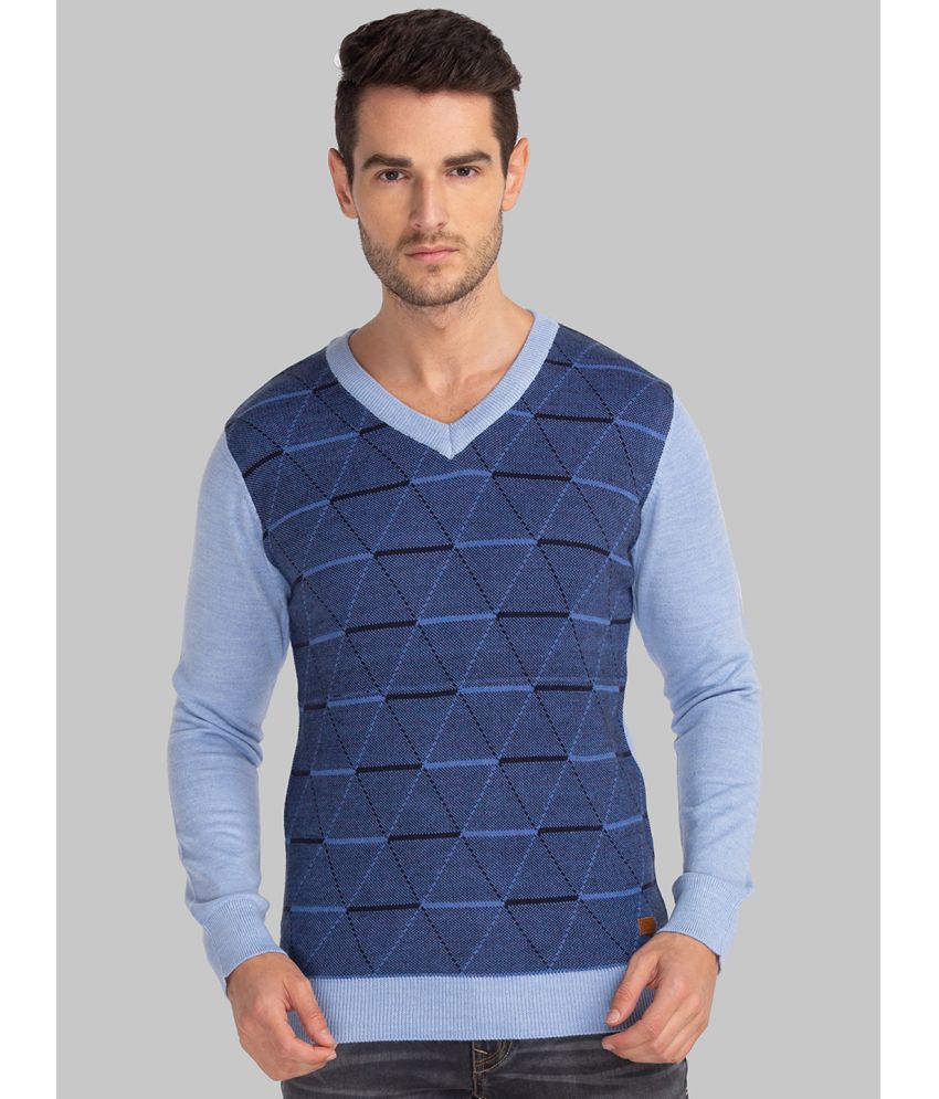     			Parx Acrylic V-Neck Men's Full Sleeves Pullover Sweater - Blue ( Pack of 1 )