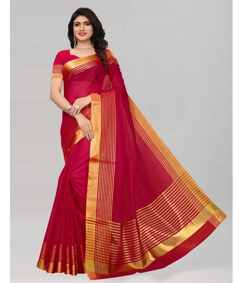     			Samah Cotton Silk Woven Saree With Blouse Piece - Red ( Pack of 1 )