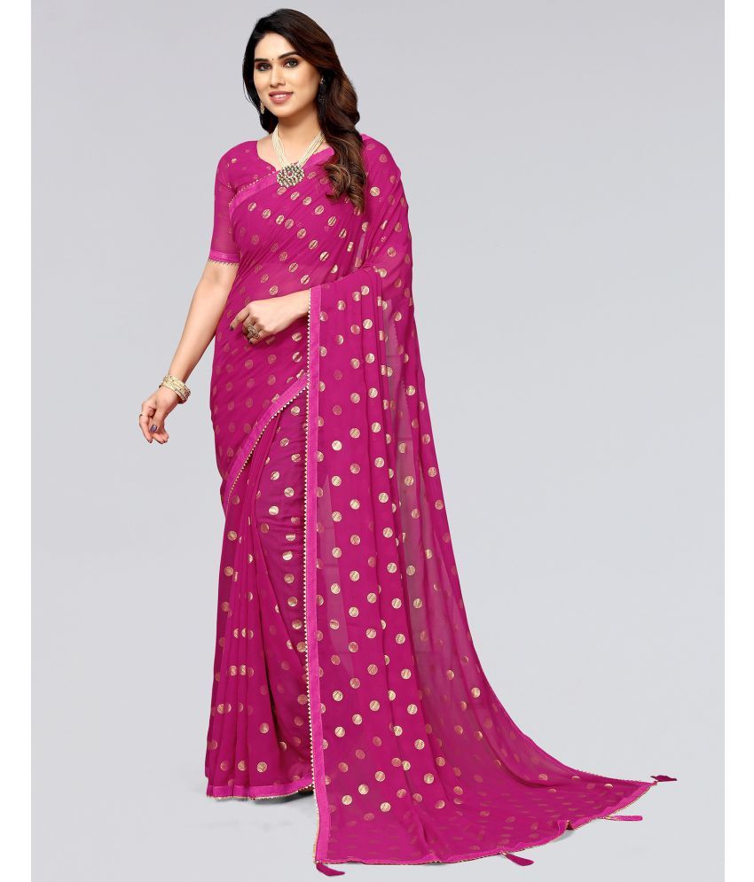     			Samah Georgette Printed Saree With Blouse Piece - Magenta ( Pack of 1 )