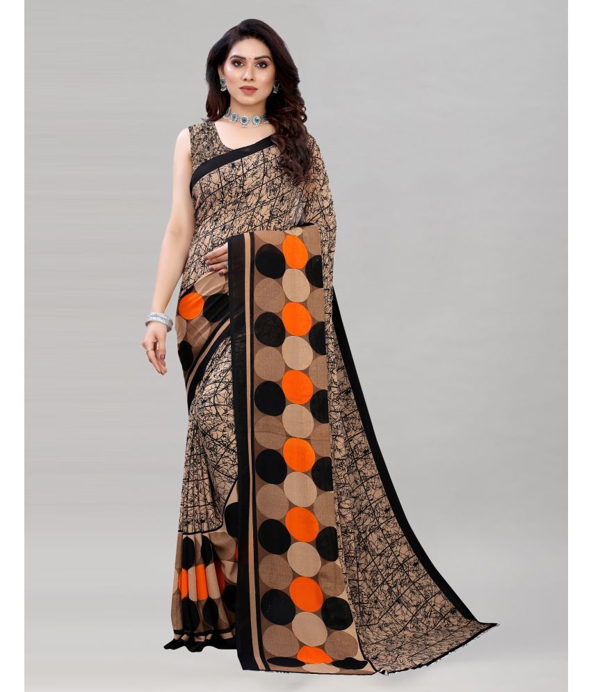     			Samah Georgette Printed Saree With Blouse Piece - Beige ( Pack of 1 )