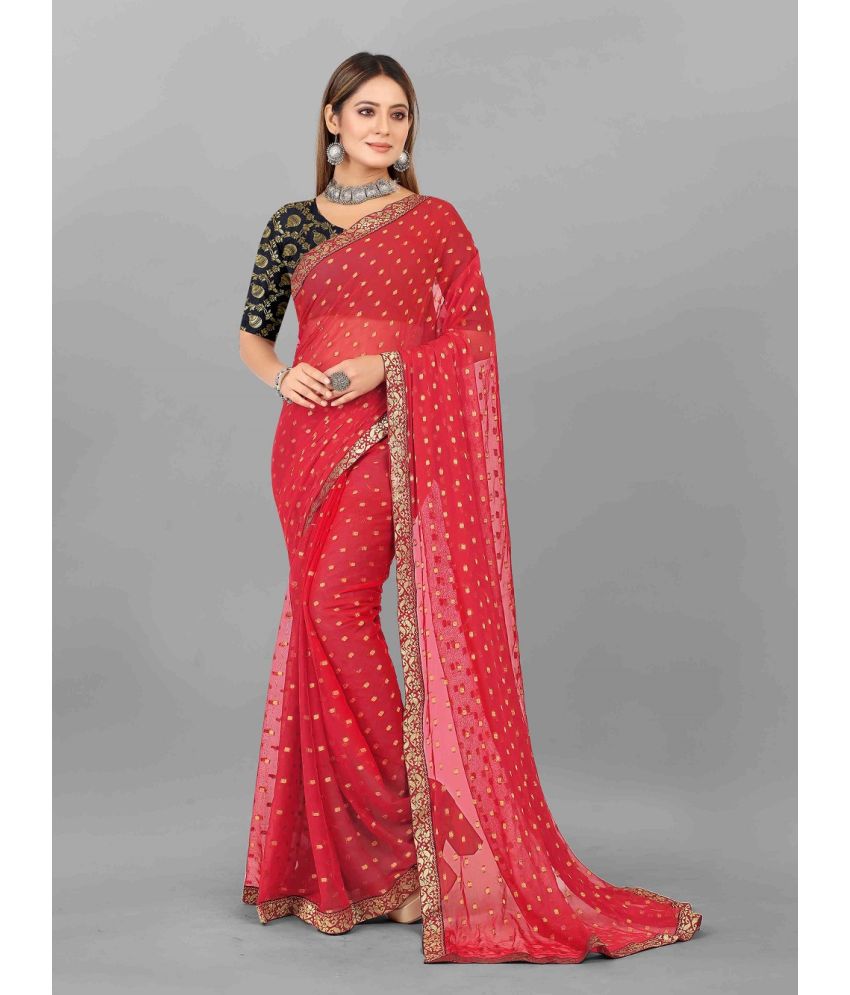     			Aardiva Chiffon Printed Saree With Blouse Piece - Red ( Pack of 1 )