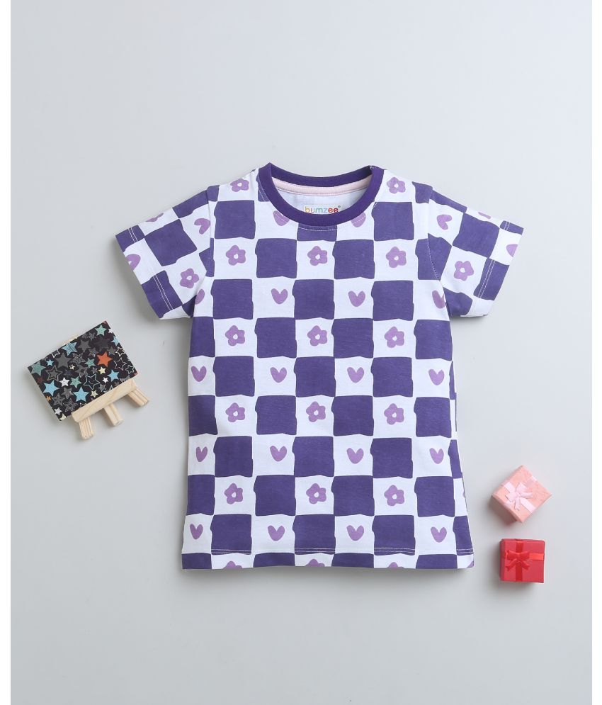     			BUMZEE Purple 100% Cotton Girls T-Shirt ( Pack of 1 )
