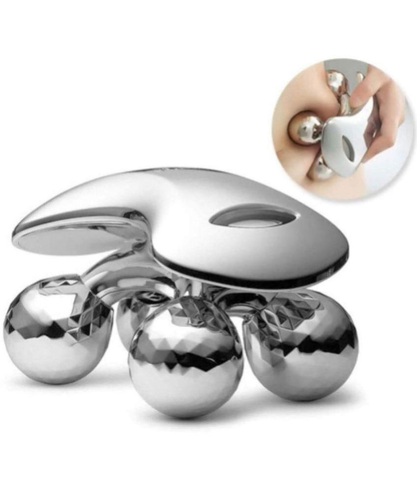     			DHS Mart 4D Manual Roller Massager 360 Silver Polish Wax Rotate Roller Face Body Massager For Skin Lifting 1 no.s