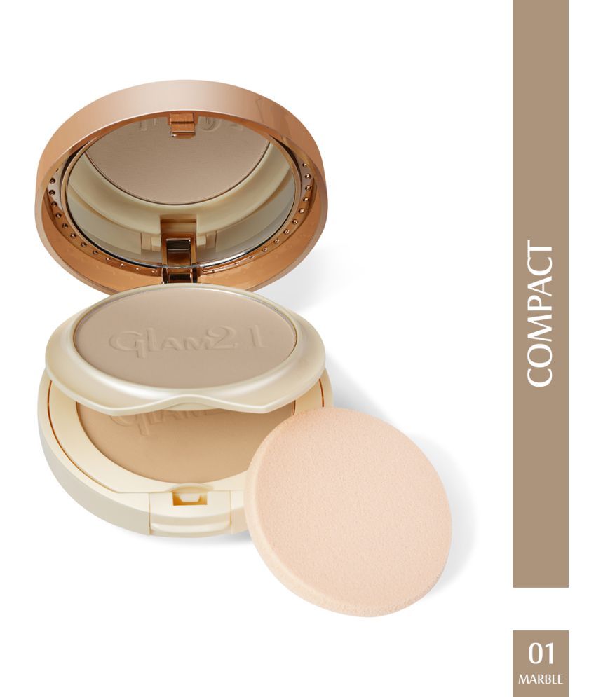     			Glam21 Clear & Bright Silk 2-in-1 Compact Powder Oil Free & Sweat Resistant Formula 20gm Marble-01