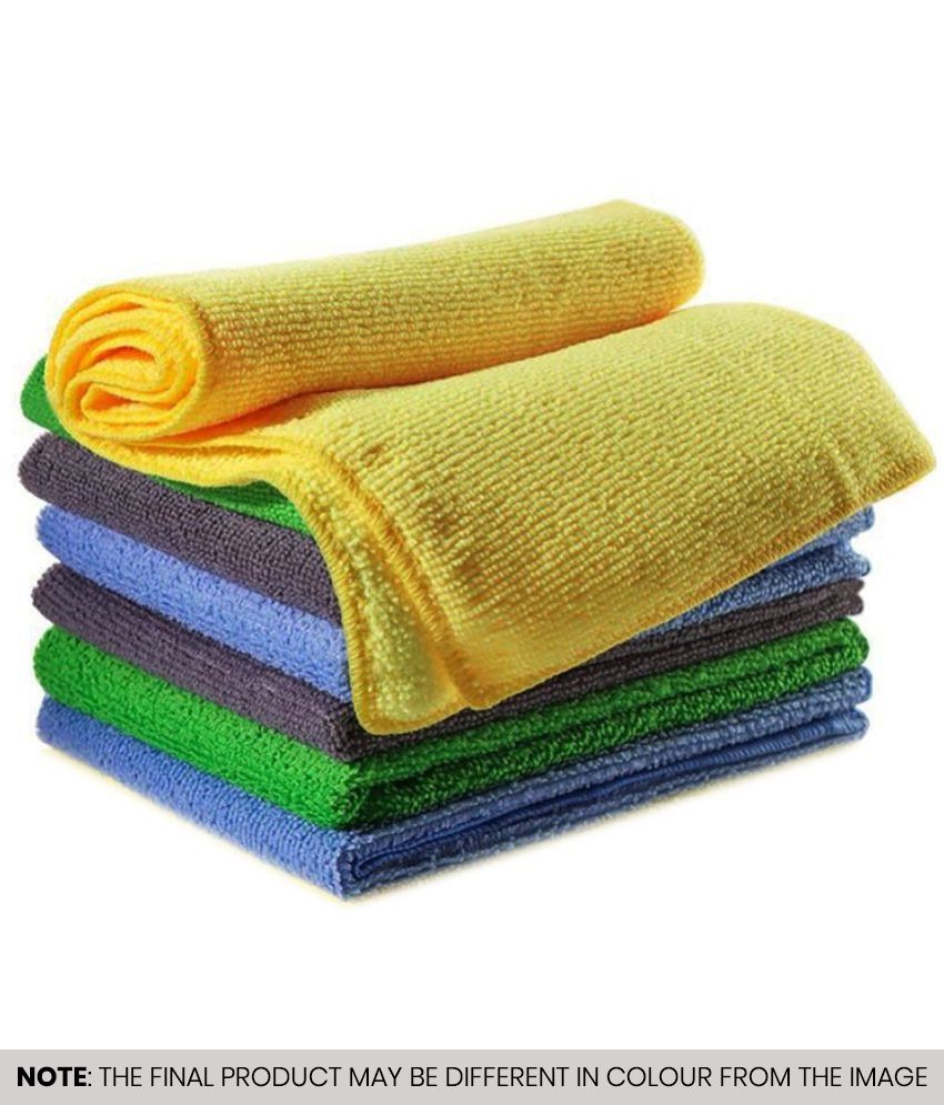     			HOMETALES Multicolor 280 GSM Microfiber Cleaning Cloth For Automobile Car accessories ( Pack of 7 ) 30x30 cms